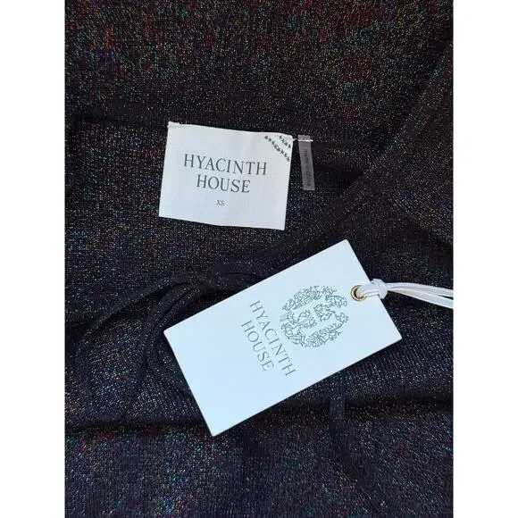 NWT Hyacinth House Black Metallic Shimmer Selena Knit Holiday Mini Dress Small - Picture 5 of 7